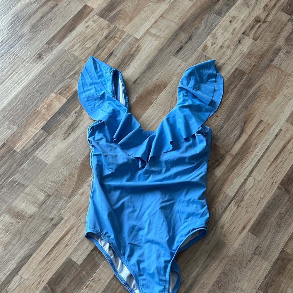 Blue Ruffled One-Piece Swimsuit - Picture 2 of 5